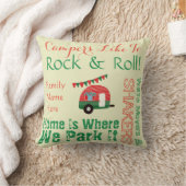 シャビーシックキャンピングカンパーバン引用文カスタムレトロ クッション (ブランケット)