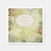 シャビーシックスウィート100誕生日&ワイルドフラワーズ スタンダードカクテルナプキン (正面)