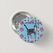 シャビーシックストライプブルーハート 缶バッジ (正面&裏面)