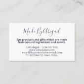 シャビーシックスパバスソーク石鹸体バター 名刺 (裏面)