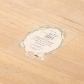 シャビーシックティーパーティーブライダルシャワー アクリル招待状 (レイダウン)