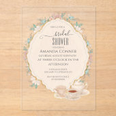 シャビーシックティーパーティーブライダルシャワー アクリル招待状 (正面)