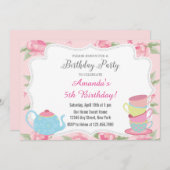 シャビーシックティーパーティー誕生日招待状 招待状 (正面/裏面)