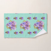 シャビーシックティール（緑がかった色）バラフローラフラワータオルセット バスタオルセット (ハンドタオル)