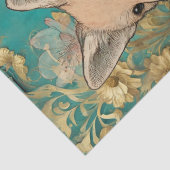 シャビーシックティール（緑がかった色）フローラキツネクラフトティッシュペーパー 薄葉紙 (詳細)