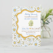 シャビーシックデイジーフローラベビーシャワー招待状 招待状 (スタンド正面)