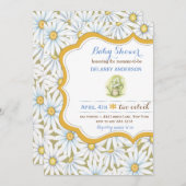 シャビーシックデイジーフローラベビーシャワー招待状 招待状 (正面/裏面)