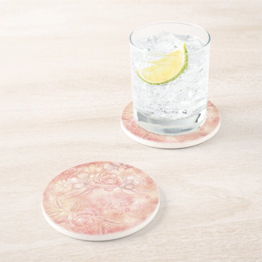 シャビーシックデコールピンク&ピーチフローラデコページ コースター (側面)