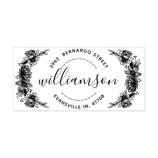 シャビーシックトレンディーフローラリース名&アドレス ラバースタンプ (インプリント)