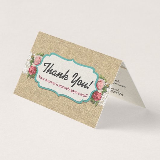 シャビーシックバラオンヴィンテージレースバーラップありがとう (正面)