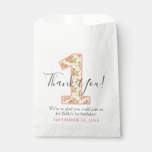 シャビーシックバラサンキューワンバースデーカスタム フェイバーバッグ (正面)