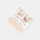 シャビーシックバラズ素朴ウッドカスタム誕生日 スタンダードカクテルナプキン (角)