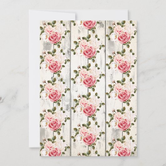 シャビーシックバラズ素朴ウッド誕生日招待状 招待状 (裏面)