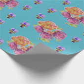 シャビーシックバラバラフローラティール(緑がかった色)フラワーズ ラッピングペーパー (角)