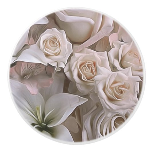 シャビーシックバラフローラ素朴ファームハエレガントウス セラミックノブ (正面)