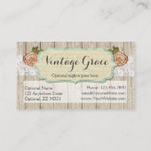 シャビーシックバラ素朴オンウッド&ヴィンテージレース 名刺 (裏面)