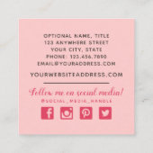 シャビーシックバラ&ウッド素朴赤面ピンクフローラ スクエア名刺 (裏面)