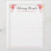 シャビーシックバラ&ウッド素朴赤面ピンクフローラ レターヘッド (正面/裏面)