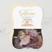 シャビーシックバレリーナバースデーパーティー招待状 招待状 (正面/裏面)