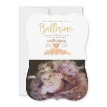 シャビーシックバレリーナバースデーパーティー招待状
