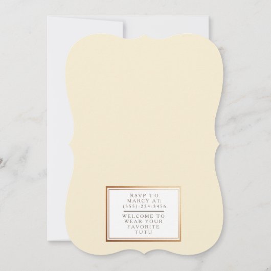 シャビーシックバレリーナバースデーパーティー招待状 招待状 (裏面)