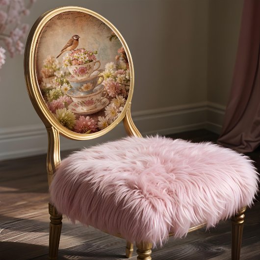 シャビーシックバードティーカップデクページティッシュペーパー 薄葉紙