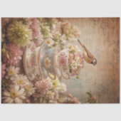 シャビーシックバードティーカップデクページティッシュペーパー 薄葉紙 (正面)