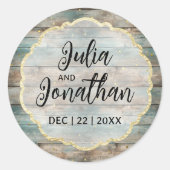 シャビーシックパステルウッド結婚ズ ラウンドシール (正面)