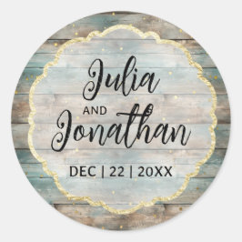 シャビーシックパステルウッド結婚ズ ラウンドシール