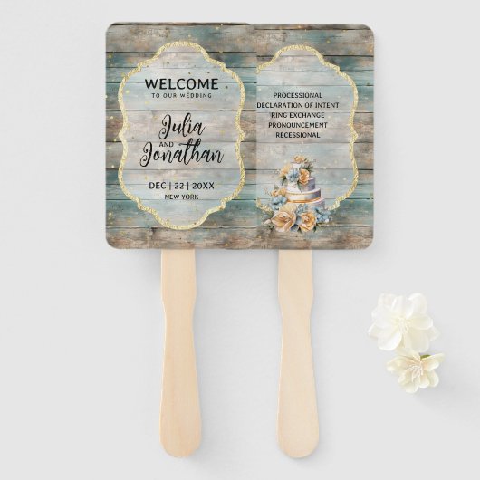 シャビーシックパステルウッド ハンドファン (正面&裏面)