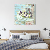 シャビーシックパリコラージュバラ キャンバスプリント (インサイチュ (寝室))