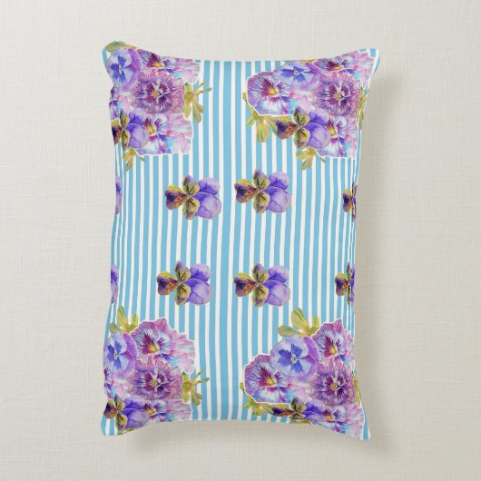 シャビーシックパンシーパステルブルーストライプエートクッション アクセントクッション (裏面(縦))