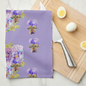 シャビーシックパープルパンジーフローラキッチンティータオル キッチンタオル (四つ折り)