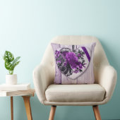 シャビーシックパープルフローラハートオン薄紫ウッド クッション (椅子)