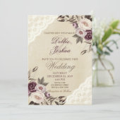 シャビーシックパープルフローラレース結婚式招待状 招待状 (スタンド正面)