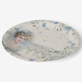 シャビーシックビンテージ ヴィクトリアン レディー フラワー付き ペーパープレート (アングル)