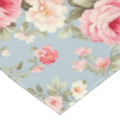 シャビーシックピンクアンドブルーコテージバラ テーブルクロス (アングル)