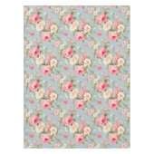 シャビーシックピンクアンドブルーコテージバラ テーブルクロス (正面)