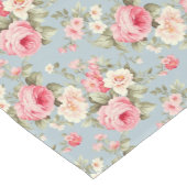 シャビーシックピンクアンドブルーコテージバラ ミディアムテーブルランナー (コーナー)
