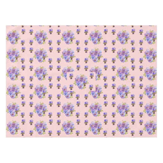 シャビーシックピンクパンシーフローラテーブルクロス テーブルクロス (正面(横))