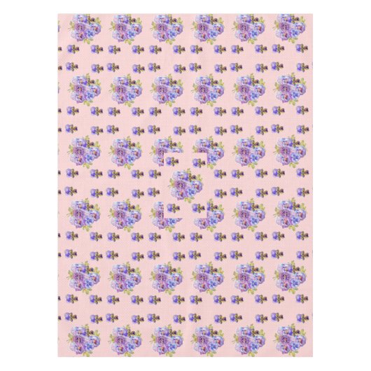 シャビーシックピンクパンシーフローラテーブルクロス テーブルクロス (正面)