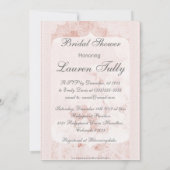 シャビーシックピンクピーンフラワーズブライダルシャワー 招待状 (裏面)