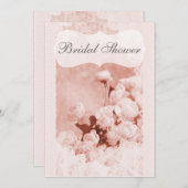 シャビーシックピンクピーンフラワーズブライダルシャワー 招待状 (正面/裏面)