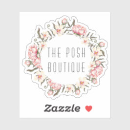 シャビーシックピンクフローラバラリース名ロゴ シール