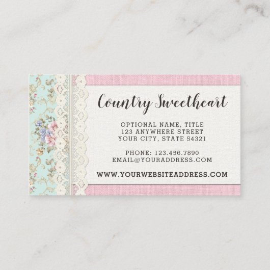 シャビーシックピンクフローラヴィンテージファームハウスブティック 名刺 (裏面)