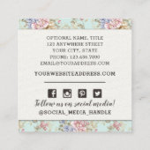 シャビーシックピンクフローラヴィンテージブティックソーシャル スクエア名刺 (裏面)