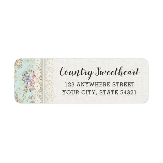 シャビーシックピンクフローラヴィンテージ差出人住所 ラベル (正面)