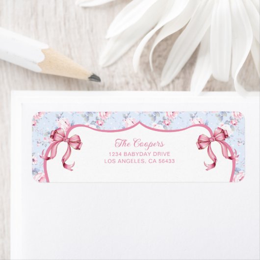 シャビーシックピンクボウズ差出人住所 ラベル (インサイチュ)