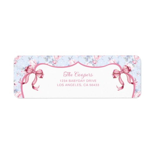 シャビーシックピンクボウズ差出人住所 ラベル (正面)