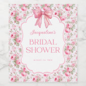 シャビーシックピンクボウブライダルシャワー ワインラベル (シングルラベル)